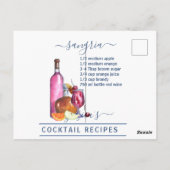 Cocktail Waterverf Ontvang gemengde Drinken Sangri Briefkaart (Achterkant)