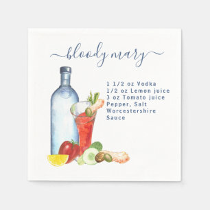 Cocktail Waterverf Recept Gemengde drank Bloody Ma Servet