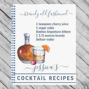 Cocktail Waterverf Recept Gemengde Dranken Brandy Notitieboek