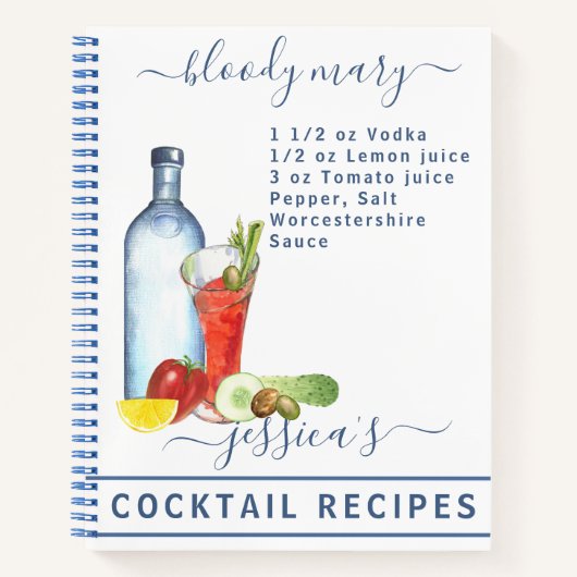 Cocktail Waterverf Recept Gemengde Drink Bloody Ma Notitieboek (Voorkant)