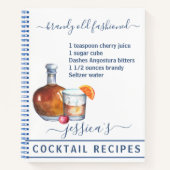 Cocktail Waterverf Recept Gemengde Drinken Brandy Notitieboek (Voorkant)