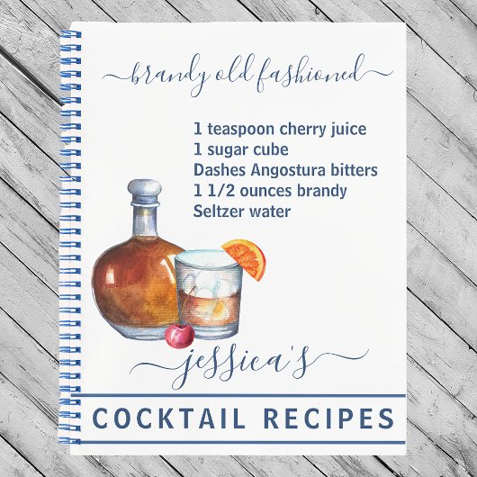 Cocktail Waterverf Recept Gemengde Drinken Brandy Notitieboek