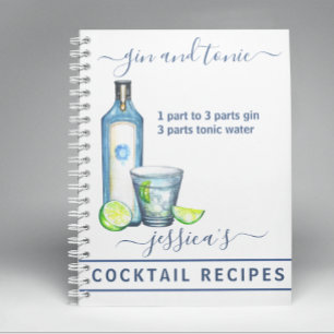 Cocktail Waterverf Recept Gemengde Drinken Gin Notitieboek