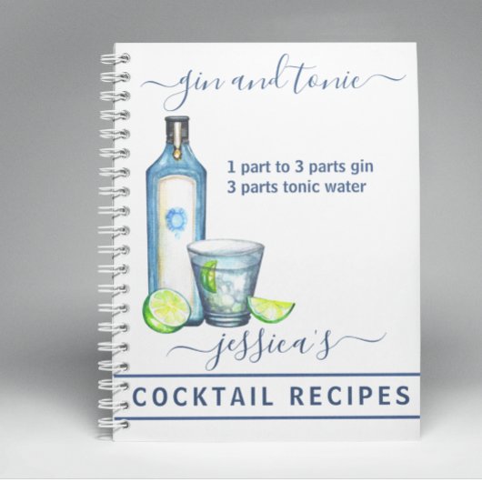 Cocktail Waterverf Recept Gemengde Drinken Gin Notitieboek