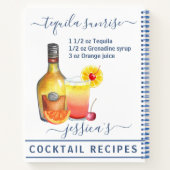 Cocktail Waterverf Recept Gemengde Drinken Tequila Notitieboek (Achterkant)