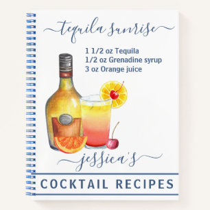 Cocktail Waterverf Recept Gemengde Drinken Tequila Notitieboek