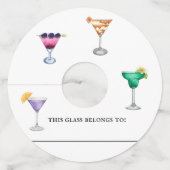 Cocktail Wine Glass marker Identifier Waterverf Wijnglaslabel (Voorkant)