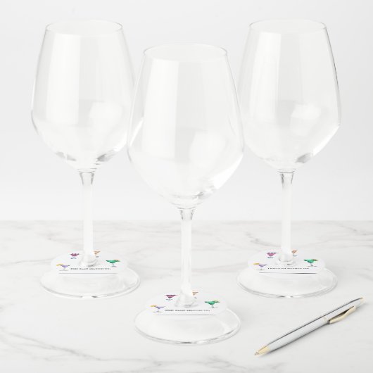 Cocktail Wine Glass marker Identifier Waterverf Wijnglaslabel (Set)