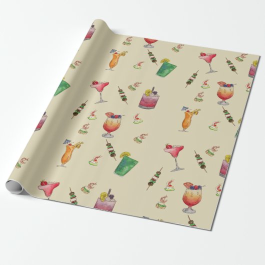Cocktail Wrapping Paper Cadeaupapier (Uitgerold)