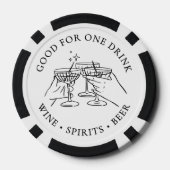 Cocktail zwart wit bruiloft Drink Poker Chips (Achterkant)