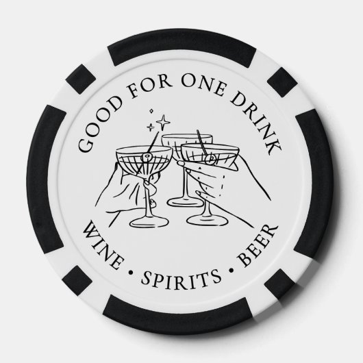 Cocktail zwart wit bruiloft Drink Poker Chips (Achterkant)