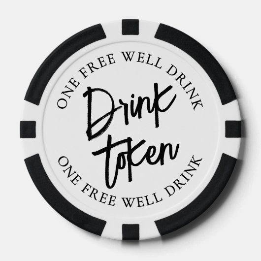 Cocktail Zwart Witte Bruiloft Drank Poker Chips (Voorkant)