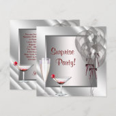 Cocktailballonnen Red Surprise verjaardagsfeestje Kaart (Voorkant / Achterkant)