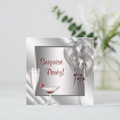 Cocktailballonnen Red Surprise verjaardagsfeestje Kaart (Staand voorkant)