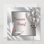 Cocktailballonnen Red Surprise verjaardagsfeestje Kaart (Voorkant)