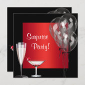 Cocktailballonnen Red Surprise verjaardagsfeestje Kaart (Voorkant / Achterkant)