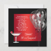 Cocktailballonnen Red Surprise verjaardagsfeestje Kaart (Achterkant)