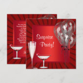 Cocktailballonnen Red Surprise verjaardagsfeestje Kaart (Voorkant / Achterkant)