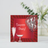 Cocktailballonnen Red Surprise verjaardagsfeestje Kaart (Staand voorkant)