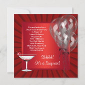 Cocktailballonnen Red Surprise verjaardagsfeestje Kaart (Achterkant)