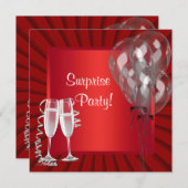 Cocktailballonnen Red Surprise verjaardagsfeestje Kaart (Voorkant / Achterkant)