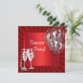 Cocktailballonnen Red Surprise verjaardagsfeestje Kaart (Staand voorkant)