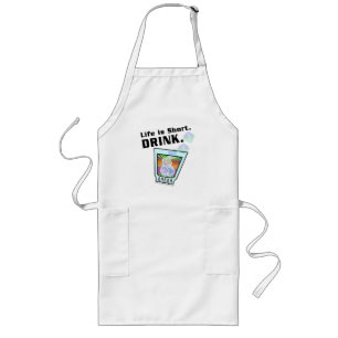 COCKTAILBAR APRONS, Het leven is kort. DRINK. Lang Schort