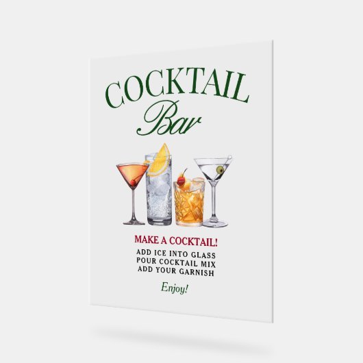Cocktailbar Groen & Rood Classy Acryl Bord (Hoek)