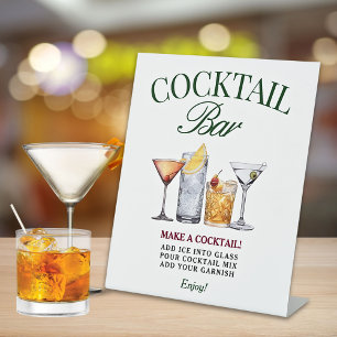 Cocktailbar Groen & Rood Classy Reclamebord Met Voetstuk