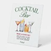 Cocktailbar Groen & Rood Classy Reclamebord Met Voetstuk (Voorkant)