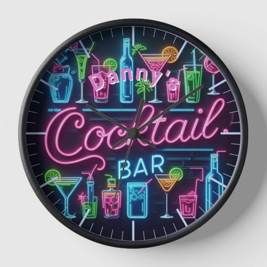 Cocktailbar Klok Neon Persoonlijk Mancave Hol (Voorkant)