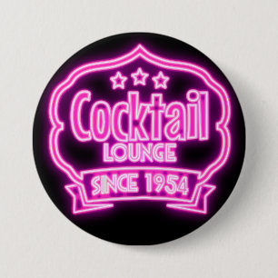 Cocktailbar retro vintage neonbord drankbar ronde button 7,6 cm