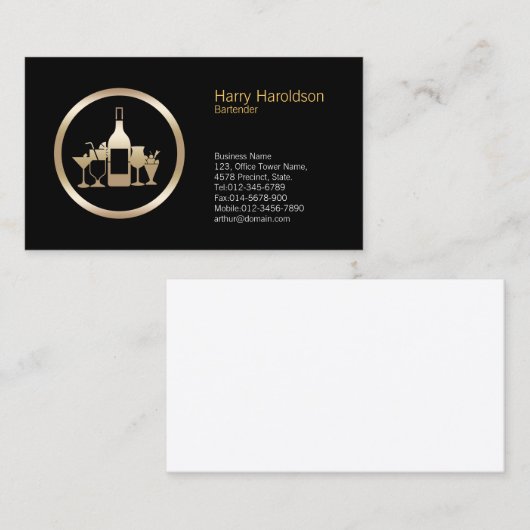 Cocktailbril Icon Bartender Visitekaartje (Voorkant / Achterkant)