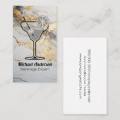 Cocktaildrank Illustratie | Goud Folie Marmer Visitekaartje (Voorkant / Achterkant)