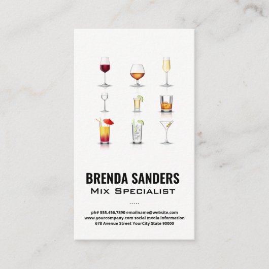 Cocktaildrankjes | Bartender Visitekaartje (Voorkant)