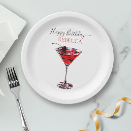 Cocktailfeest Kersen Martini Gefeliciteerd Papieren Bordje