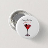 Cocktailfeest Kersen Martini Gefeliciteerd Ronde Button 3,2 Cm (Voorkant /achterkant)