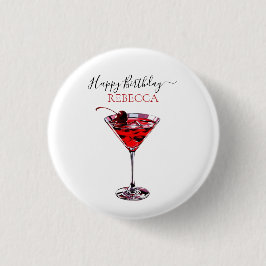 Cocktailfeest Kersen Martini Gefeliciteerd Ronde Button 3,2 Cm