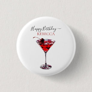 Cocktailfeest Kersen Martini Gefeliciteerd Ronde Button 3,2 Cm