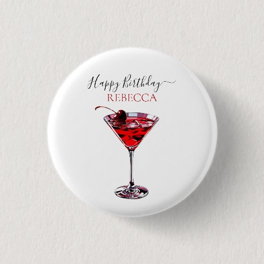 Cocktailfeest Kersen Martini Gefeliciteerd Ronde Button 3,2 Cm (Voorkant)
