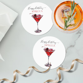 Cocktailfeest Kersen Martini Gefeliciteerd Ronde Kartonnen Onderzetter