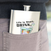 COCKTAILFLASKEN, Het leven is kort. DRINK. Flacon (Voorbeeld)