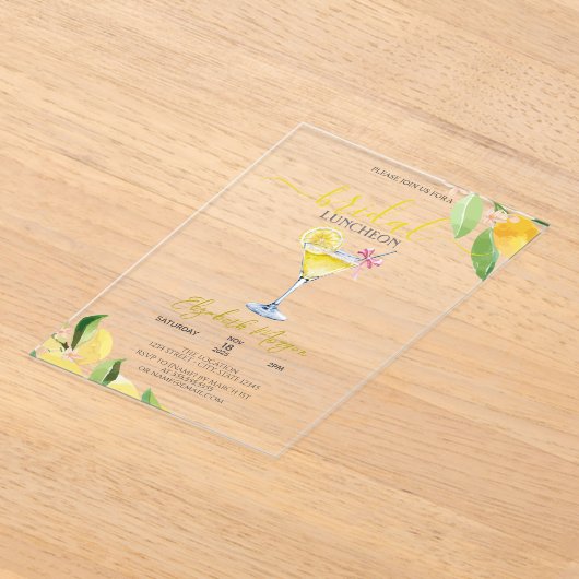 Cocktailglas Citroen Bruids Luncheon Acryl Uitnodigingen (Laagn)