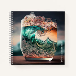 Cocktailglas met Crashing Waves gepersonaliseerd Notitieboek