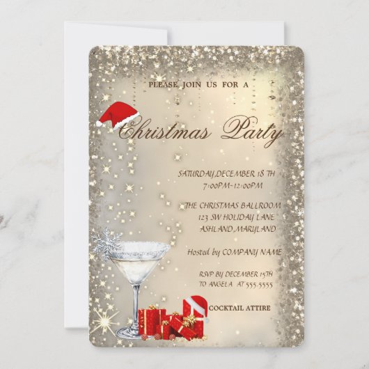 Cocktailglas Santa-hoed presenteert kerstfeest Kaart (Voorkant)