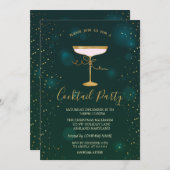 Cocktailglas Sterren Groen Kerstfeest Kaart (Voorkant / Achterkant)