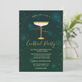 Cocktailglas  Sterren Groene Kerstfeest  Kaart (Staand voorkant)