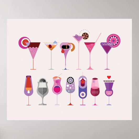 Cocktailglazen   poster (Voorkant)