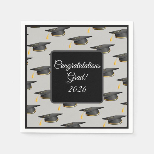 Cocktailmaat-Graduatiehoedjes Servetten (Voorkant)