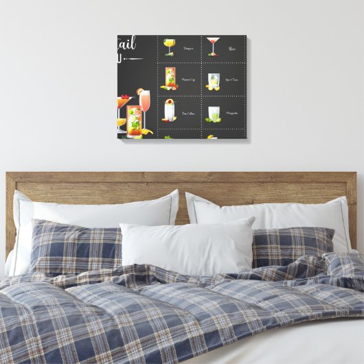 Cocktailmenu Canvas Afdruk (Insitu (Slaapkamer))